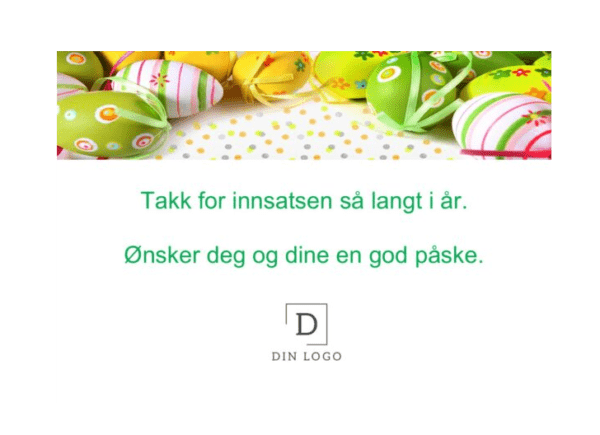 Klassisk påskekort design med påskeegg og vårblomster - Tilpass med egen logo